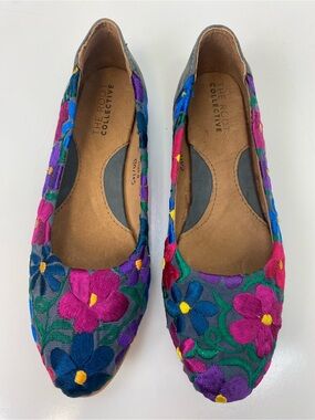 The Root Collective Floral Embroidered Ballet Flats - Multi